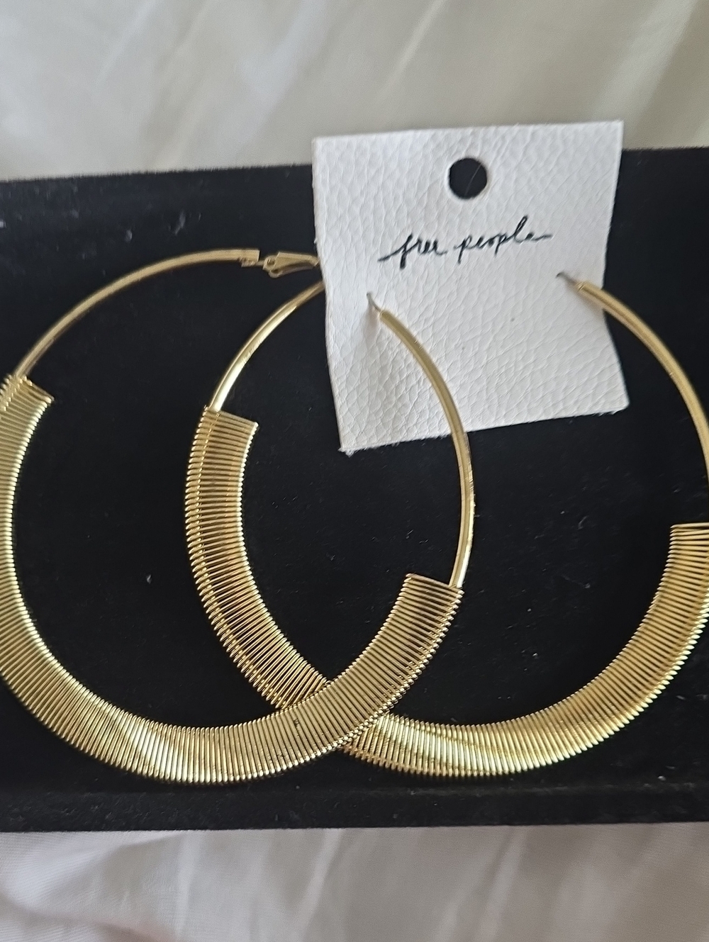 Free People Ribbed Gold Hoop Earrings